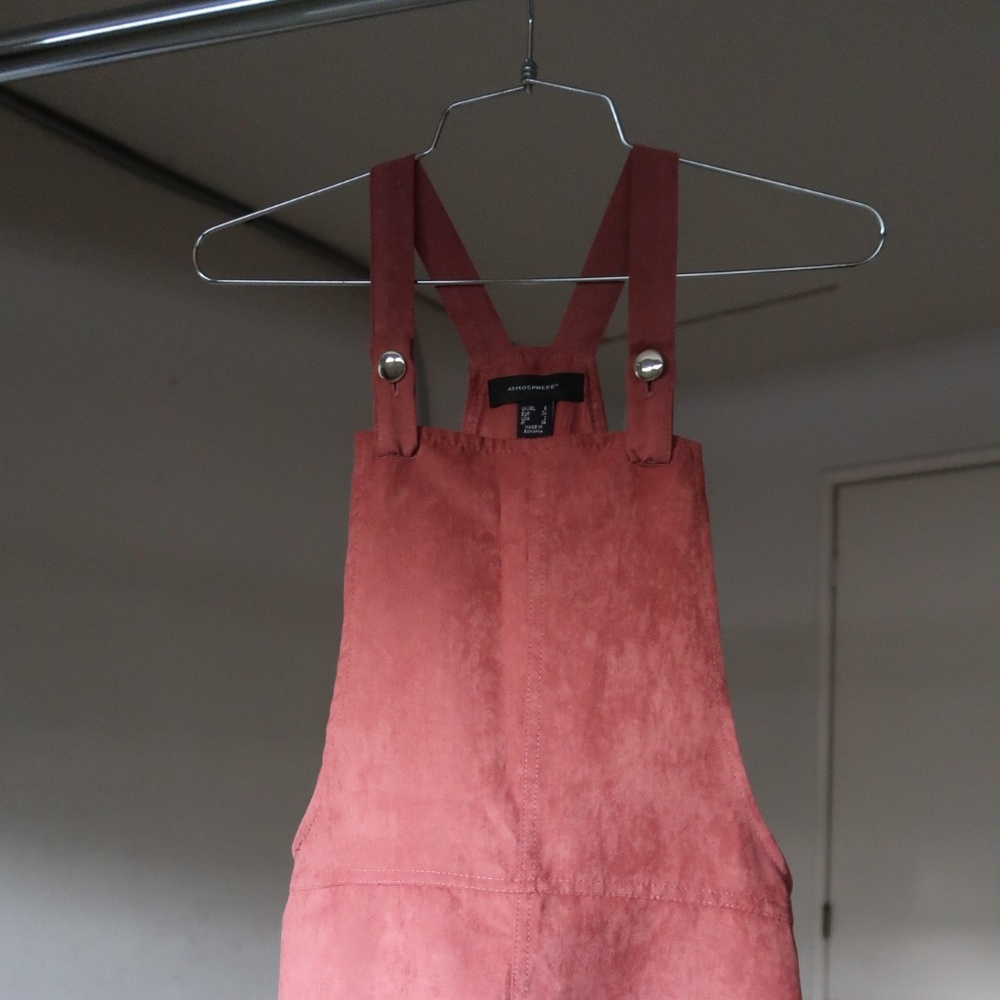 Faux suede overall dress